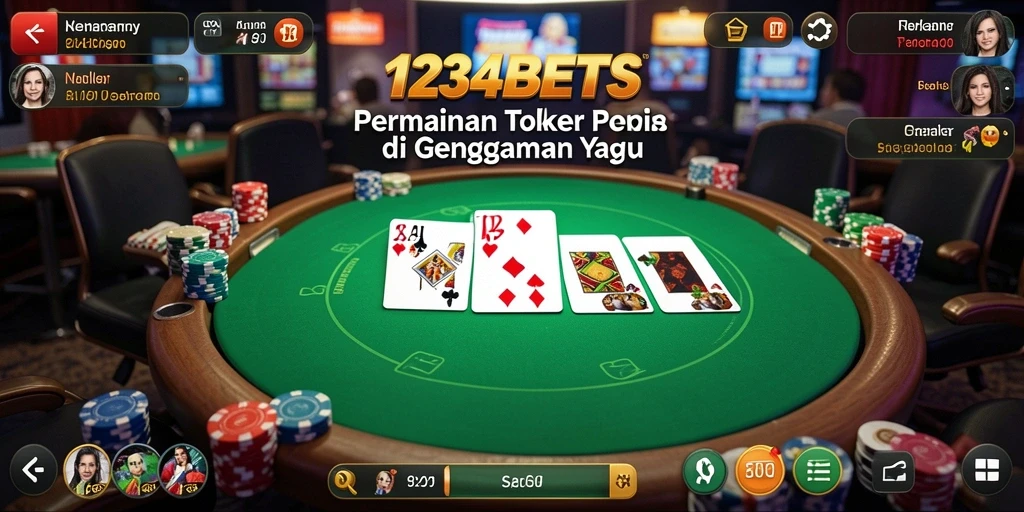 Screenshot menunjukkan antarmuka permainan poker yang menarik dan pengguna yang aktif.