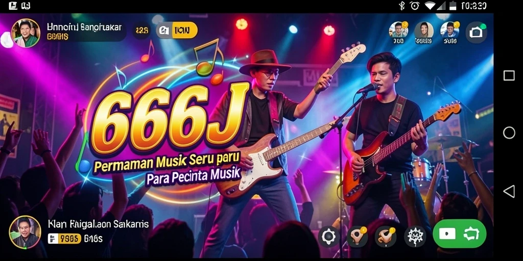 Pengguna menikmati gameplay menarik dalam 666J dengan koleksi lagu yang luas.