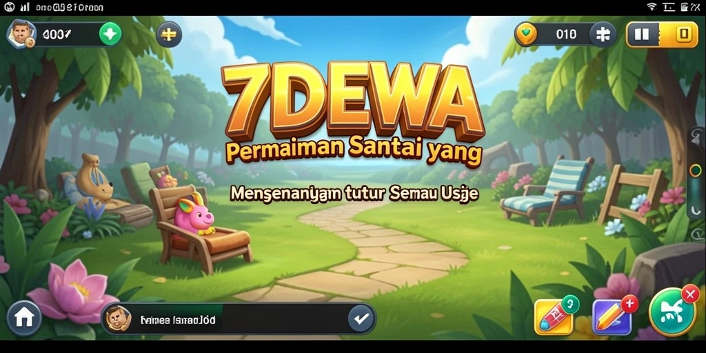 Tampilan gameplay menawan dari 7DEWA yang penuh warna.