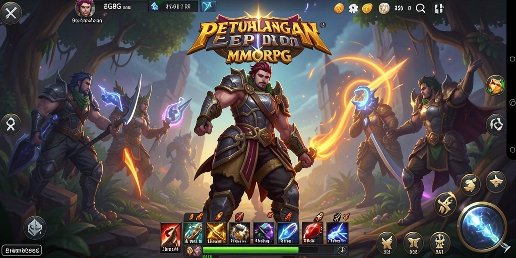 Tangkapan layar gameplay <strong>8G8G</strong> menunjukkan aksi seru dalam pertempuran MMORPG.