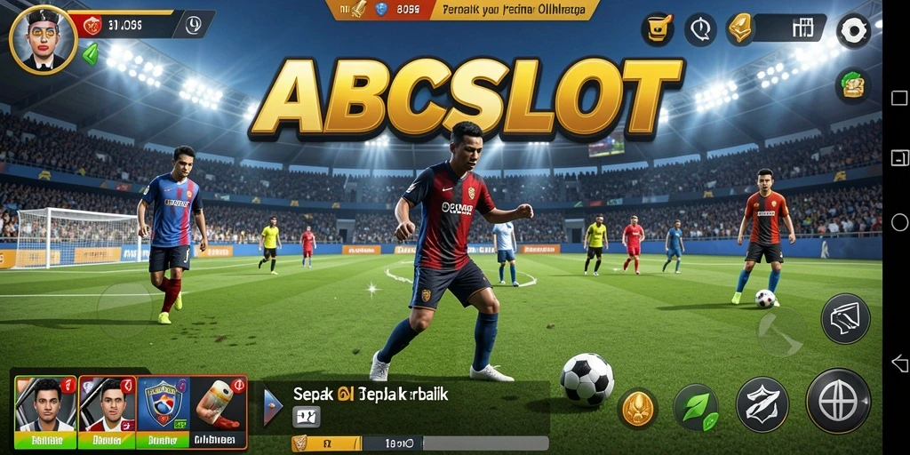 Tampilan gameplay menegangkan dengan aksi sepak bola yang mendebarkan.