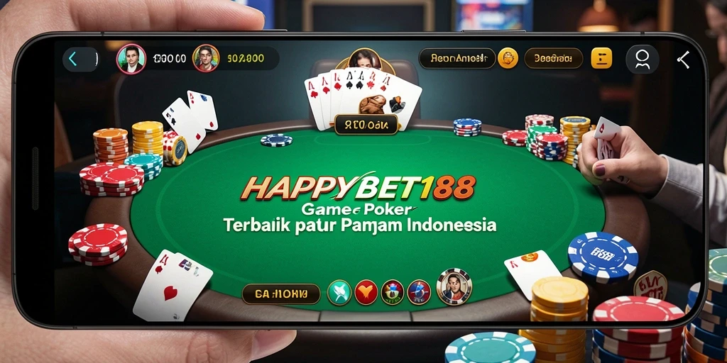 Screenshot gameplay <strong>HAPPYBET188</strong> yang menampilkan suasana meja poker yang mendebarkan.