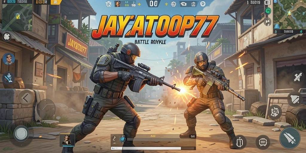 Gameplay seru JAYATOP77 dalam pertarungan Battle Royale.