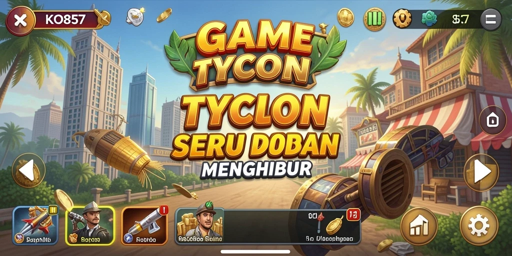 Screenshot gameplay KO857 menunjukkan aksi membangun bisnis Tycoon.