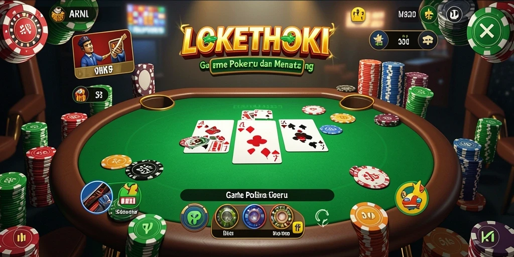 Screenshot dari gameplay Poker di LOKETHOKI yang mendebarkan.
