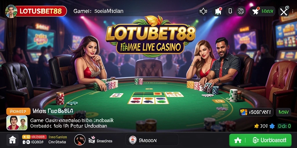 Tampilan gameplay seru dan interaktif di LOTUSBET88 dengan dealer langsung.