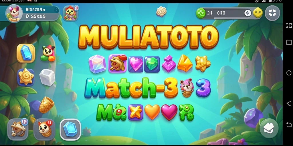 Tampilan gameplay seru dari MULIATOTO dengan objek berwarna-warni.