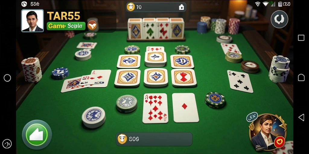 Screenshot TAR555 menampilkan gameplay Gaple yang seru.